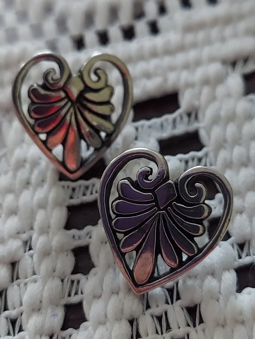 Sterling Silver Filigree Heart Posts - Picture 5 of 5